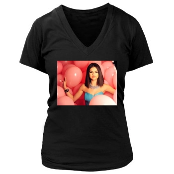 Selena Gomez Women's Deep V-Neck TShirt