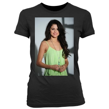 Selena Gomez Women's Junior Cut Crewneck T-Shirt