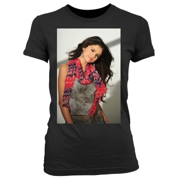 Selena Gomez Women's Junior Cut Crewneck T-Shirt