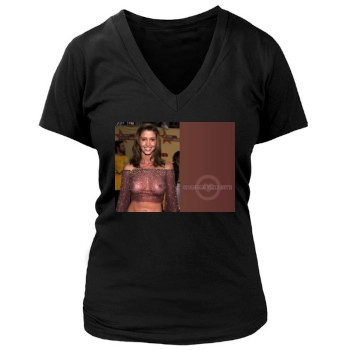 Shannon Elizabeth Women's Deep V-Neck TShirt