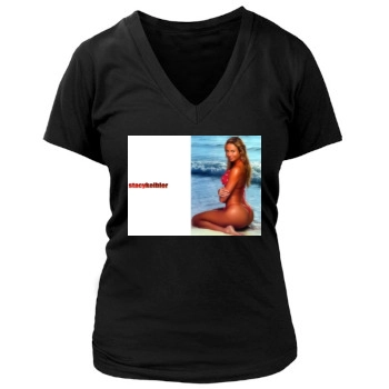 Stacy Keibler Women's Deep V-Neck TShirt