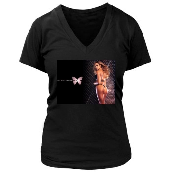 Stacy Keibler Women's Deep V-Neck TShirt