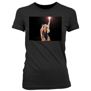 Stacy Keibler Women's Junior Cut Crewneck T-Shirt