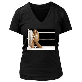 Stacy Keibler Women's Deep V-Neck TShirt