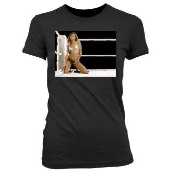 Stacy Keibler Women's Junior Cut Crewneck T-Shirt