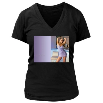 Stacy Keibler Women's Deep V-Neck TShirt