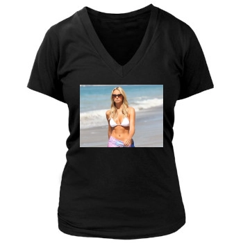 Stacy Keibler Women's Deep V-Neck TShirt