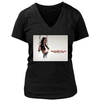 Summer Glau Women's Deep V-Neck TShirt