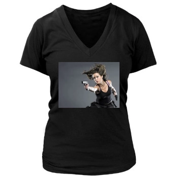 Summer Glau Women's Deep V-Neck TShirt