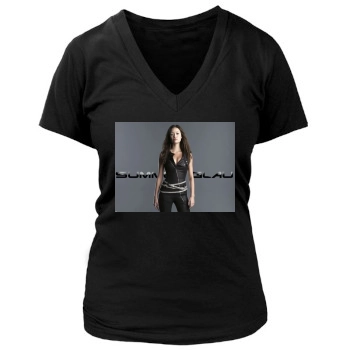 Summer Glau Women's Deep V-Neck TShirt