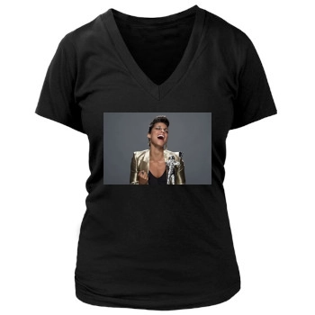 Alicia Keys Women's Deep V-Neck TShirt