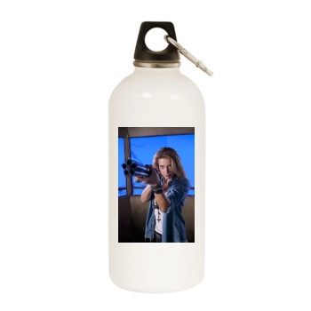 Amber Heard White Water Bottle With Carabiner