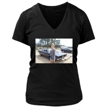 Amber Heard Women's Deep V-Neck TShirt