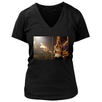 Amber Heard Women's Deep V-Neck TShirt