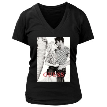 Amber Heard Women's Deep V-Neck TShirt