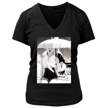 Amber Heard Women's Deep V-Neck TShirt