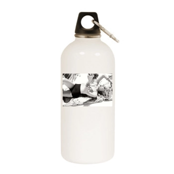 Amber Heard White Water Bottle With Carabiner