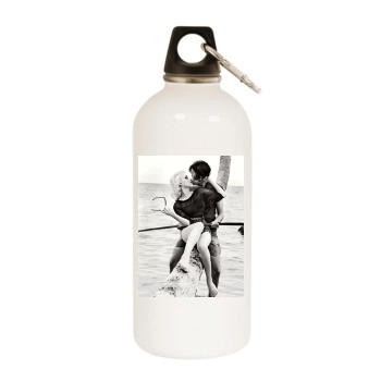 Amber Heard White Water Bottle With Carabiner