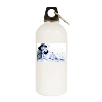 Amber Heard White Water Bottle With Carabiner