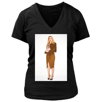 Amber Heard Women's Deep V-Neck TShirt