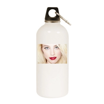 Amber Heard White Water Bottle With Carabiner