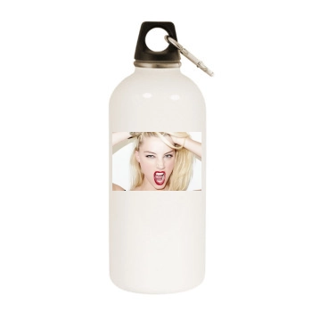 Amber Heard White Water Bottle With Carabiner