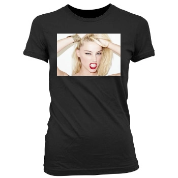 Amber Heard Women's Junior Cut Crewneck T-Shirt