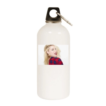 Amber Heard White Water Bottle With Carabiner