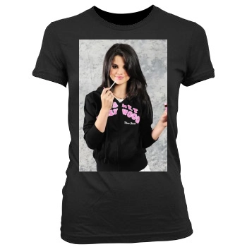 Selena Gomez Women's Junior Cut Crewneck T-Shirt