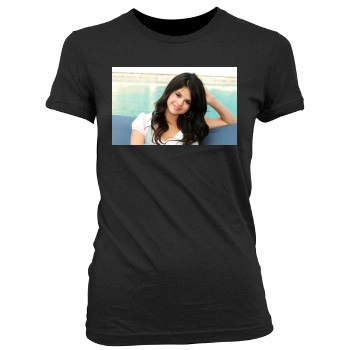 Selena Gomez Women's Junior Cut Crewneck T-Shirt