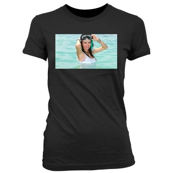 Selena Gomez Women's Junior Cut Crewneck T-Shirt