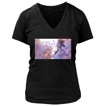 Selena Gomez Women's Deep V-Neck TShirt