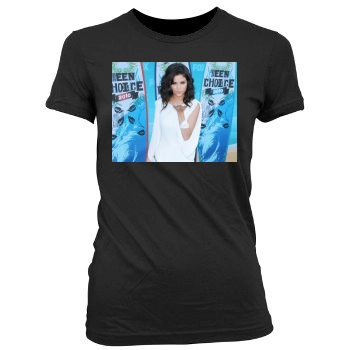 Selena Gomez Women's Junior Cut Crewneck T-Shirt