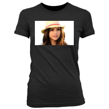 Selena Gomez Women's Junior Cut Crewneck T-Shirt