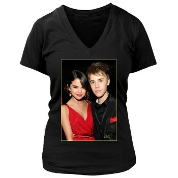 Selena Gomez Women's Deep V-Neck TShirt