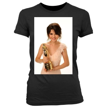 Selena Gomez Women's Junior Cut Crewneck T-Shirt