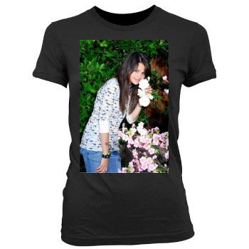 Selena Gomez Women's Junior Cut Crewneck T-Shirt