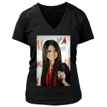 Selena Gomez Women's Deep V-Neck TShirt