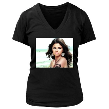 Selena Gomez Women's Deep V-Neck TShirt