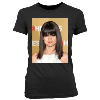 Selena Gomez Women's Junior Cut Crewneck T-Shirt