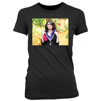 Selena Gomez Women's Junior Cut Crewneck T-Shirt