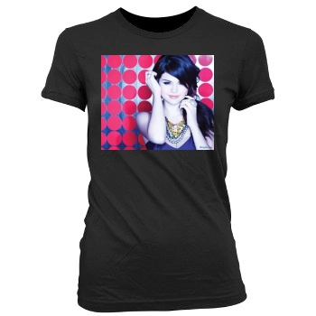 Selena Gomez Women's Junior Cut Crewneck T-Shirt