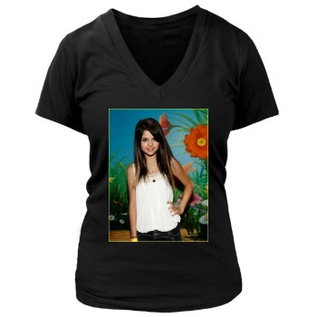 Selena Gomez Women's Deep V-Neck TShirt