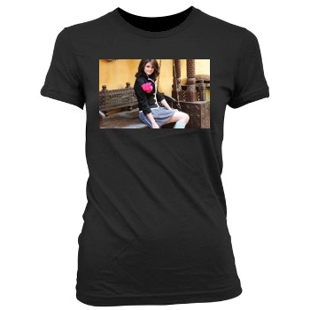 Selena Gomez Women's Junior Cut Crewneck T-Shirt