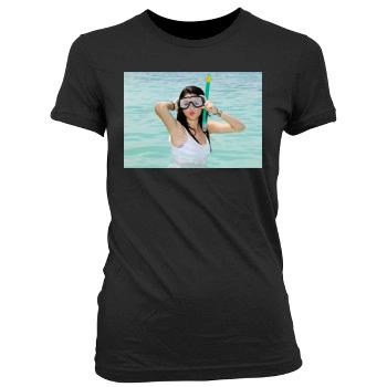 Selena Gomez Women's Junior Cut Crewneck T-Shirt