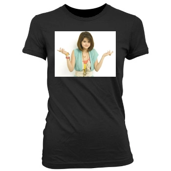 Selena Gomez Women's Junior Cut Crewneck T-Shirt