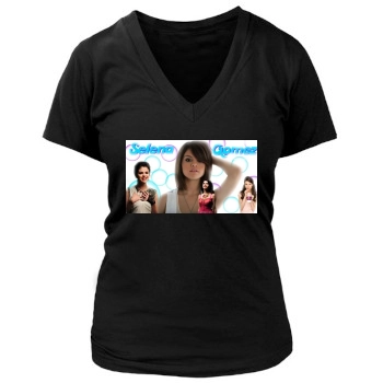 Selena Gomez Women's Deep V-Neck TShirt