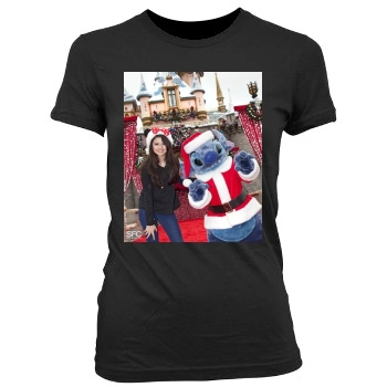 Selena Gomez Women's Junior Cut Crewneck T-Shirt