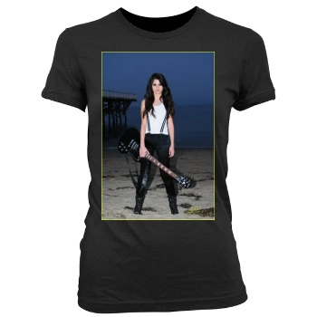 Selena Gomez Women's Junior Cut Crewneck T-Shirt