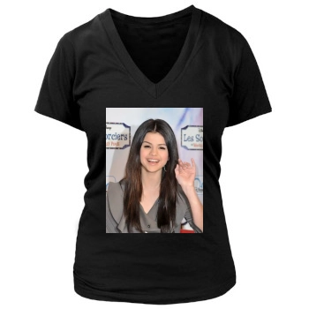 Selena Gomez Women's Deep V-Neck TShirt